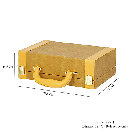 Orange Faux Leather Woven Texture 2 Layer Briefcase Anti Tarnish Jewelry Box