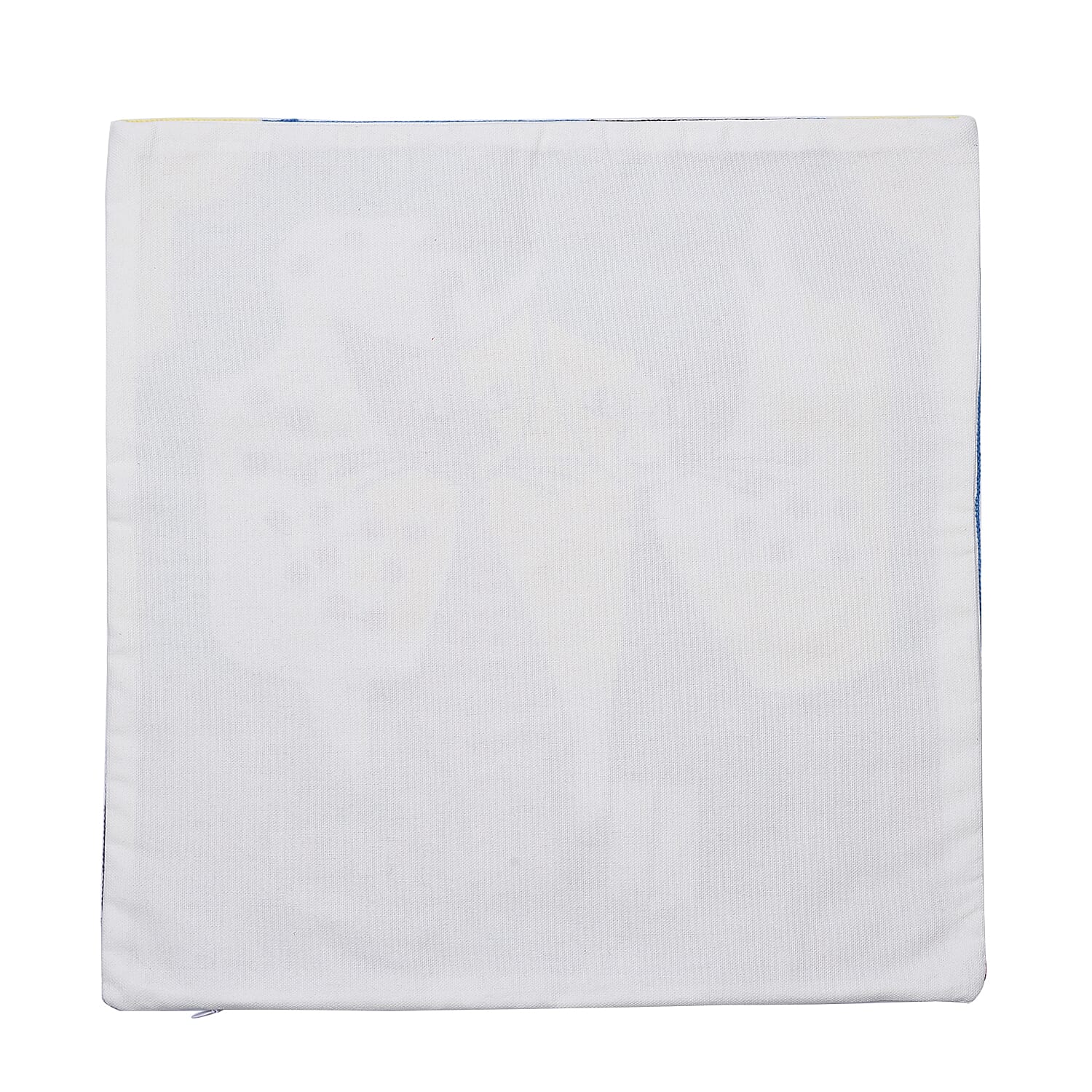 100% Cotton Fully Embroidered Two Cats Cushion Cover with Zipper Closure (Size 45 cm) - Yellow & Multi