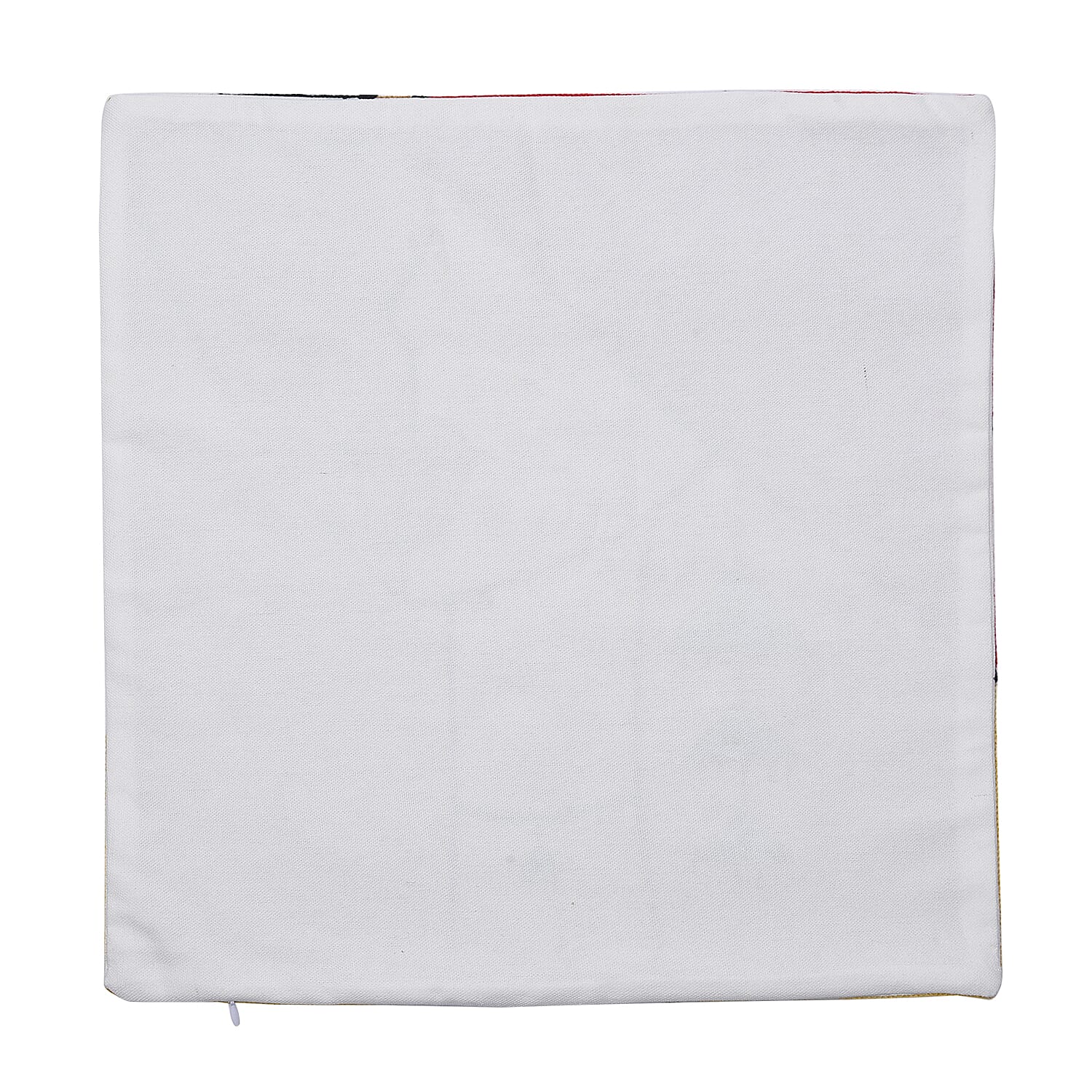 100% Cotton Fully Embroidered Lady Cushion Cover with Zipper Closure (Size 45 cm) - Mustard & Red