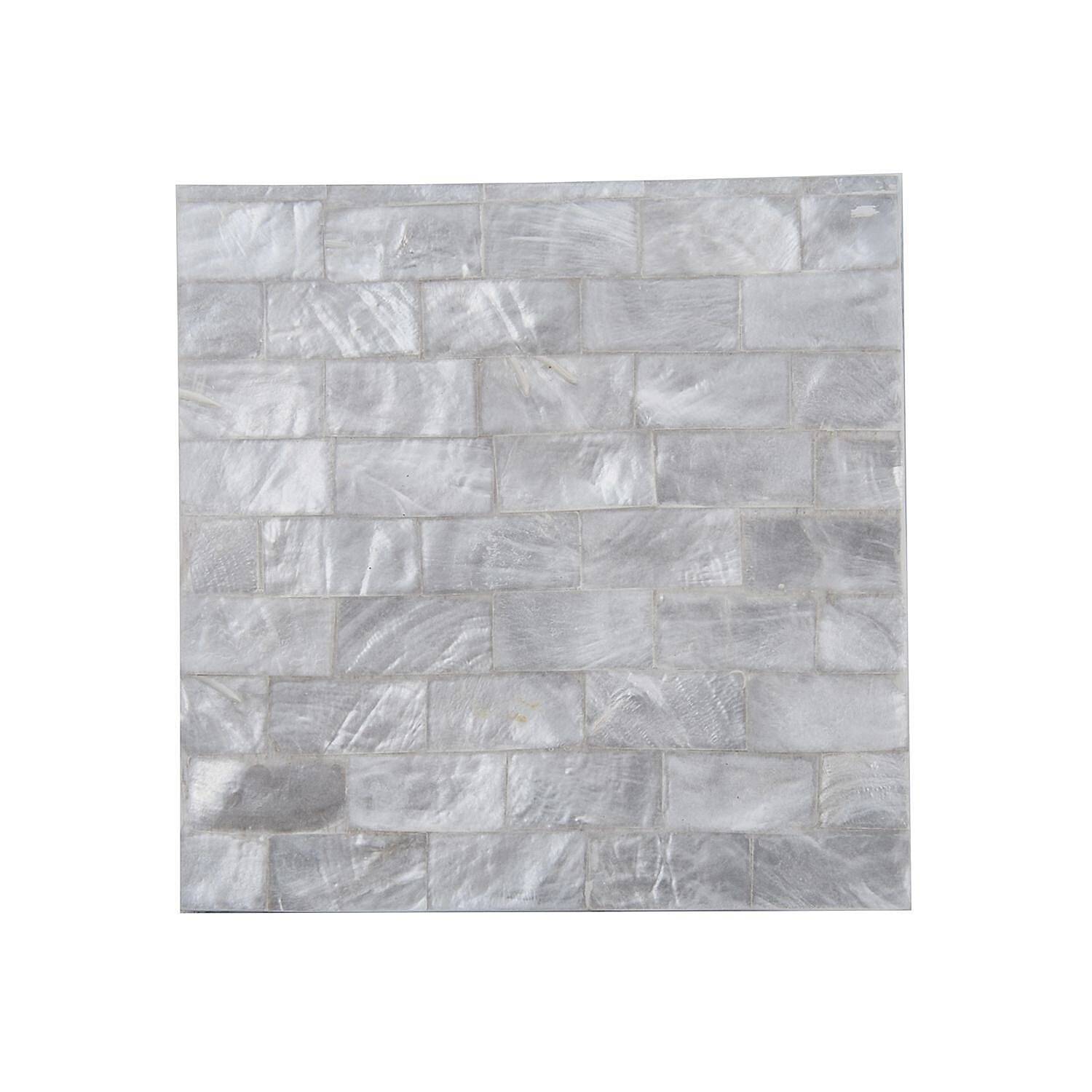 Set of 4 Square Shell Coaster with Holder - White