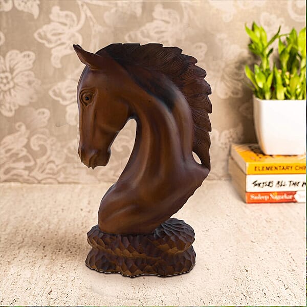 Bali Collection - Decorative Handcrafted Wooden Horse Sculpture (Size-50x30x26x13Cm) - Light and Dark Brown