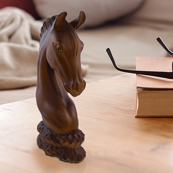 Bali Collection - Decorative Handcrafted Wooden Horse Sculpture (Size-50x30x26x13Cm) - Light and Dark Brown
