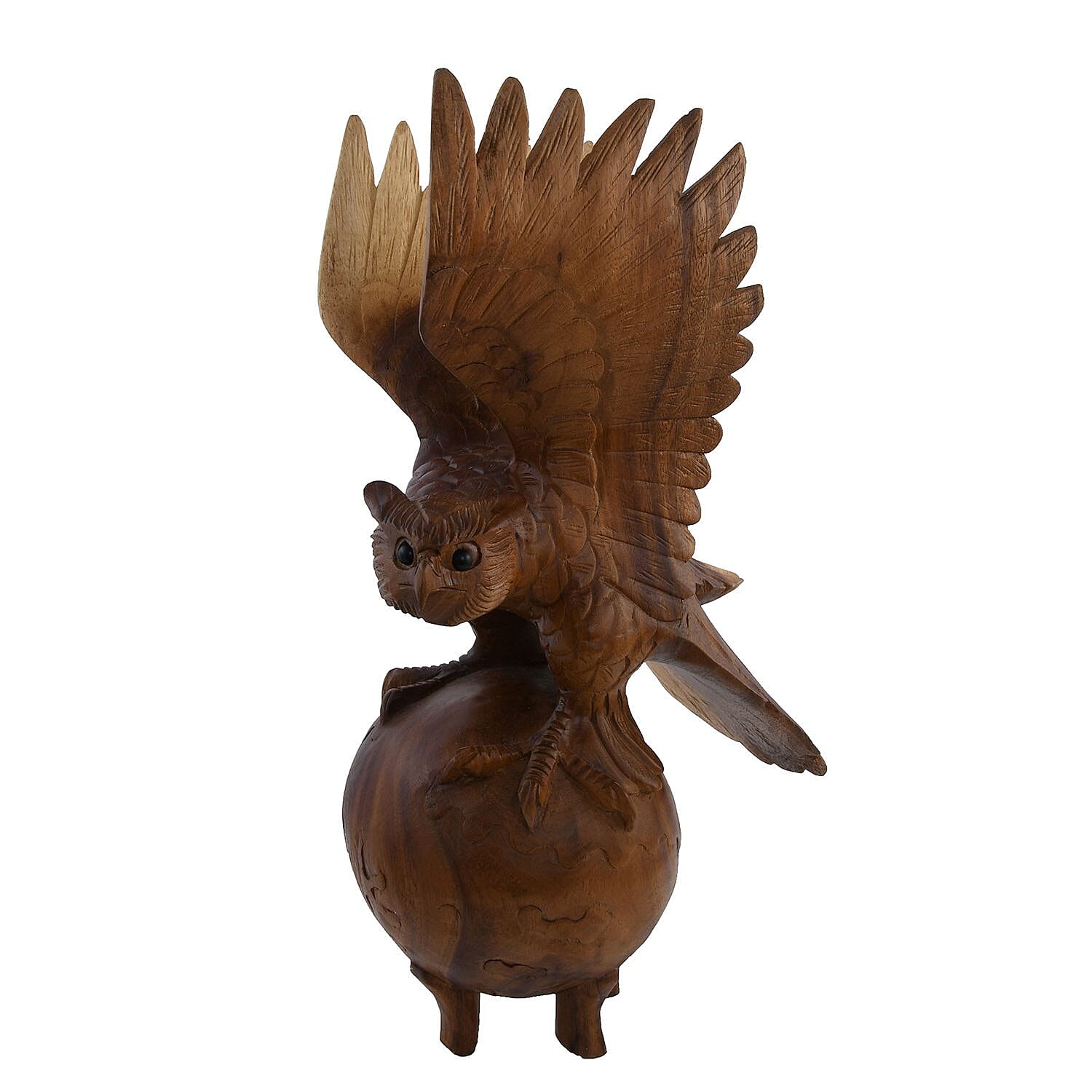 Handcrafted Suar Wood Owl Sculpture Outdoor & Indoor Garden Product