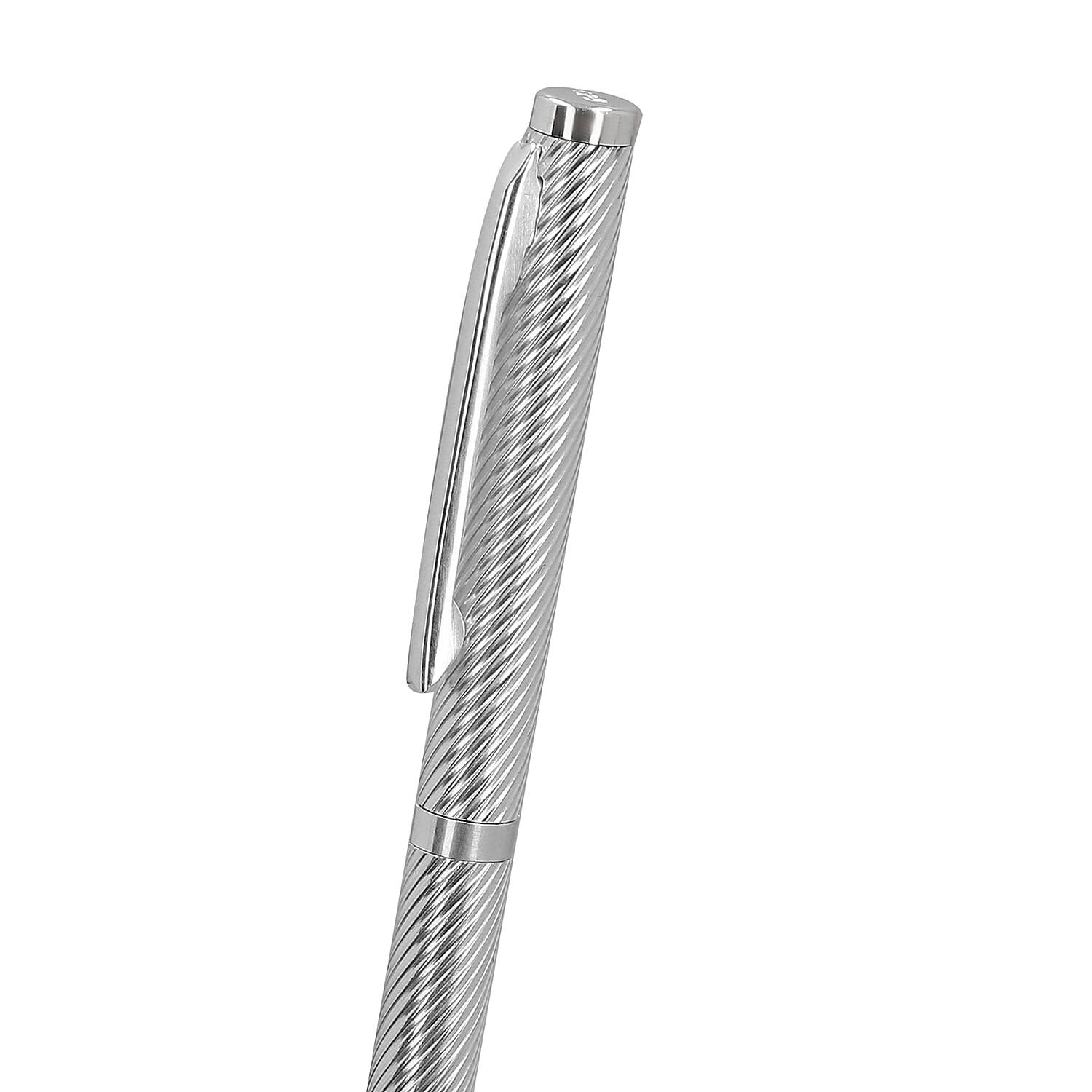 925 Sterling Silver Spiral Pattern Ball Pen with 1 Extra Refill, Silver wt 11 Gms