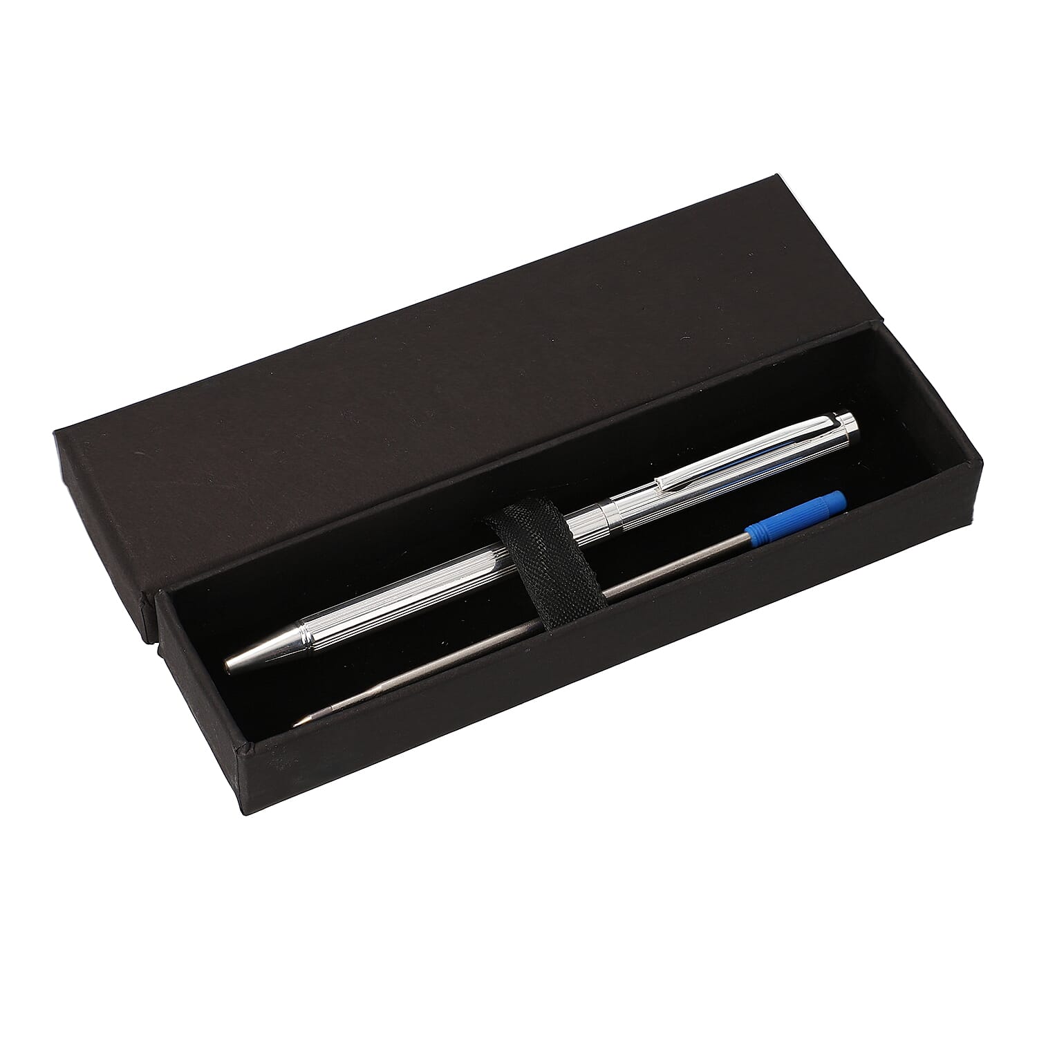 925 Sterling Silver Straight Lines Pattern Ball Pen with 1 Extra Refill, Silver wt 10.20 Gms