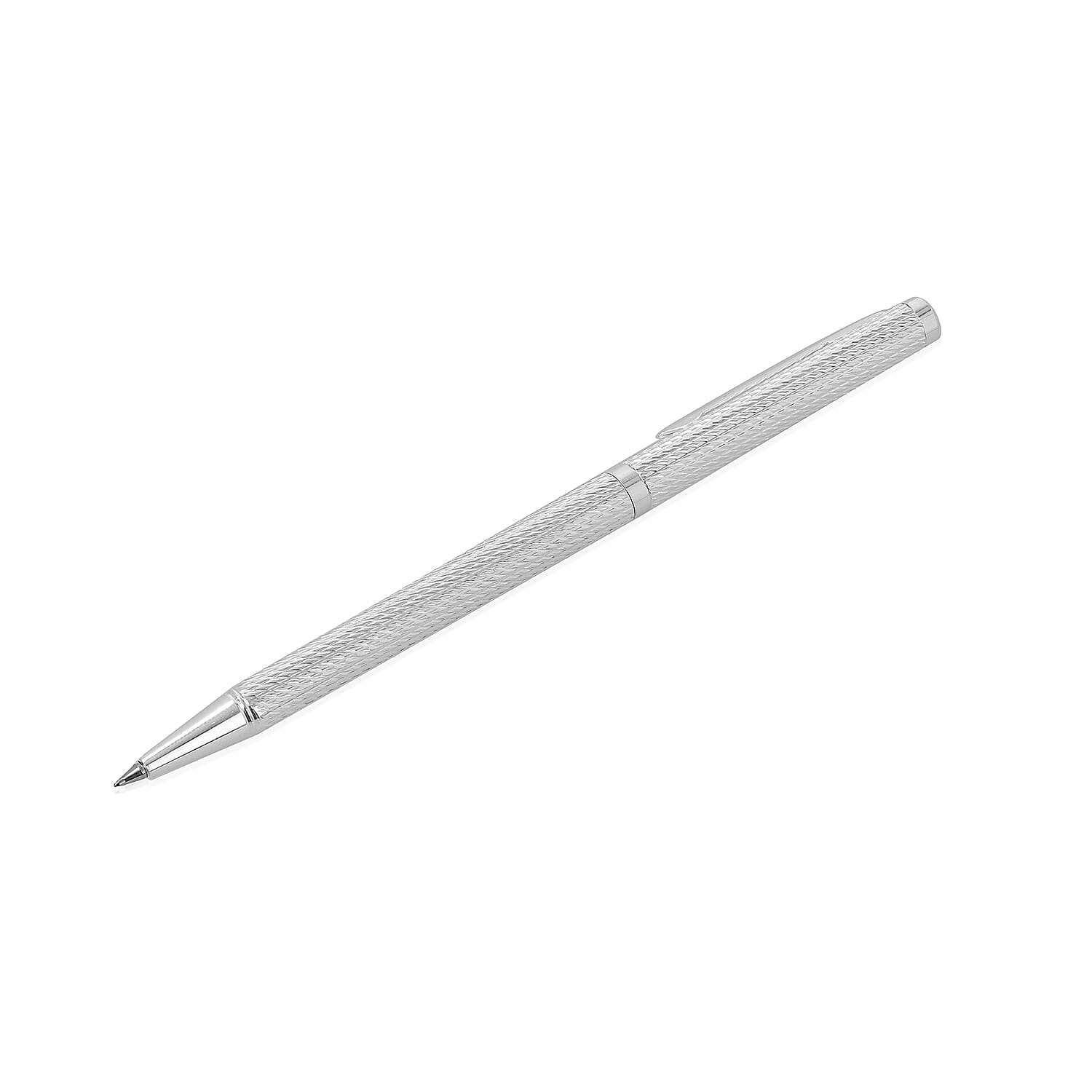 925 Sterling Silver Spiral Dotted Pattern Ball Pen with 1 Extra Refill, Silver wt 10.70 Gms