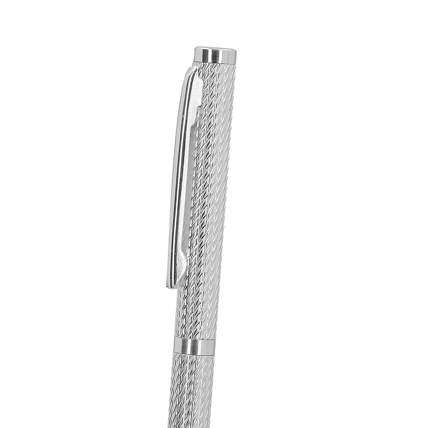 925 Sterling Silver Spiral Dotted Pattern Ball Pen with 1 Extra Refill, Silver wt 10.70 Gms