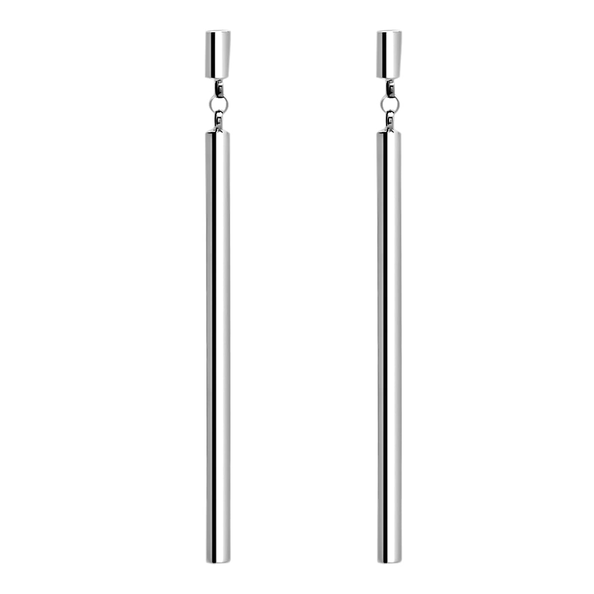 9K White Gold Bar Drop Earrings (With Push Back)