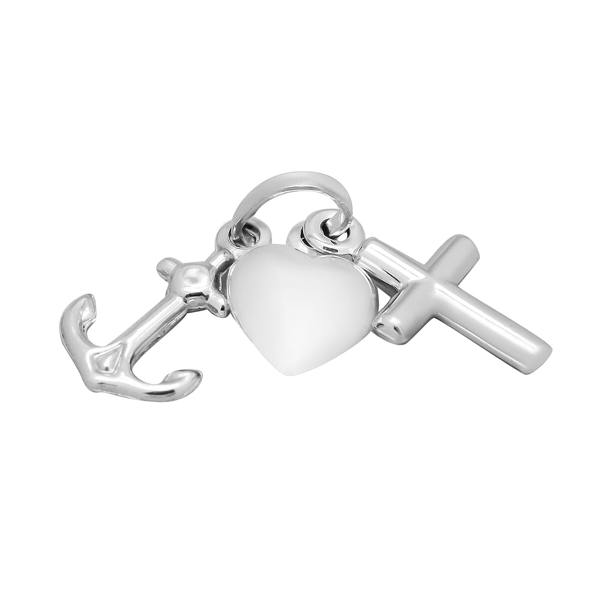 9K White Gold Cross, Anchor and Heart Shape Pendant,  Gold Wt. 0.83 Gms