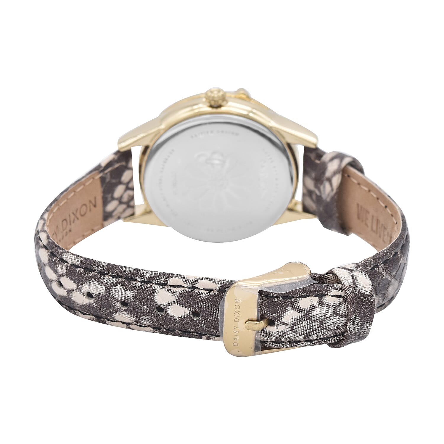 Daisy Dixon Gold Tone Watch with Snakeskin Strap With Black Clutch Bag