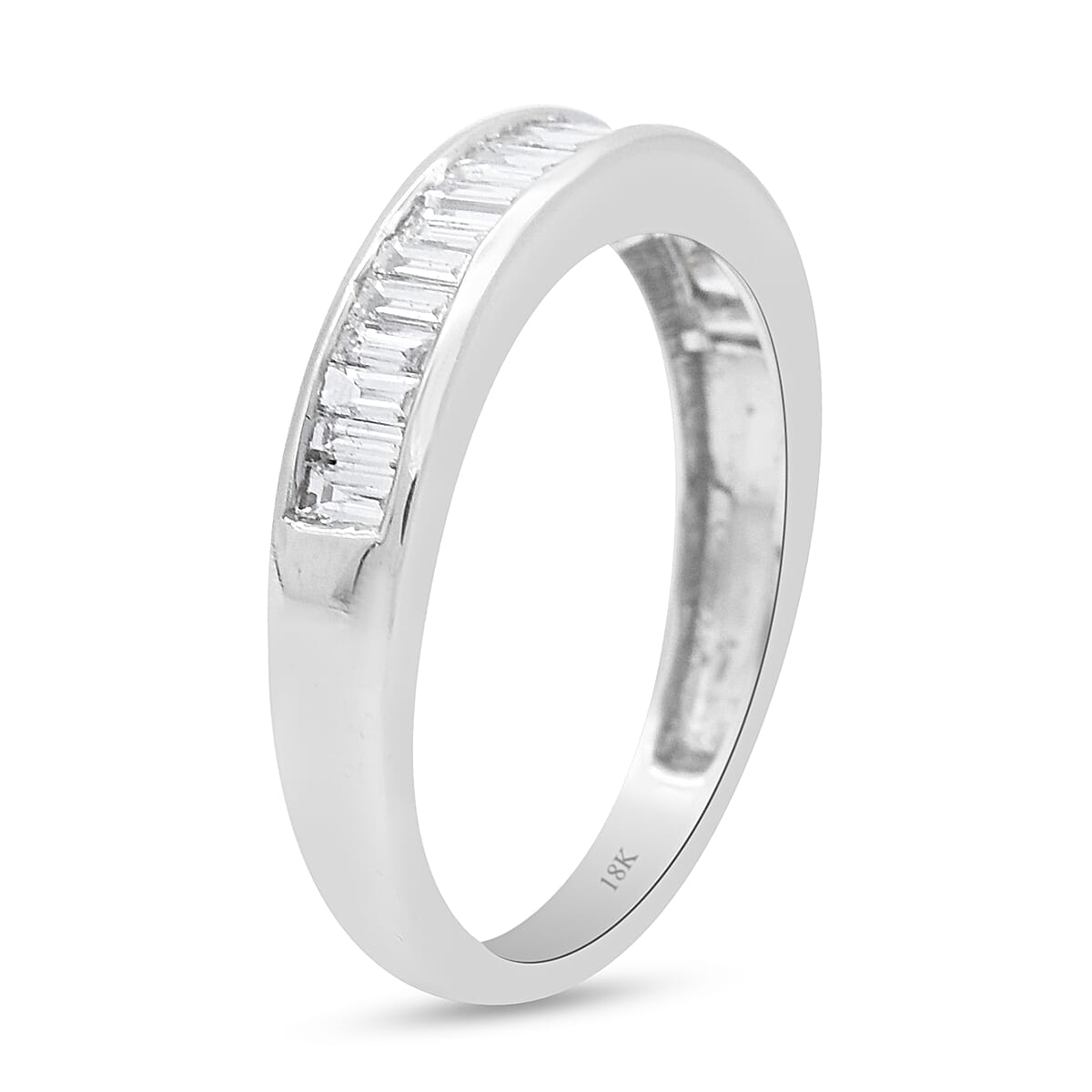 ILIANA 18K White Gold SGL Certified Diamond (SI-G-H) Half Eternity Band Ring 1.000 Ct.