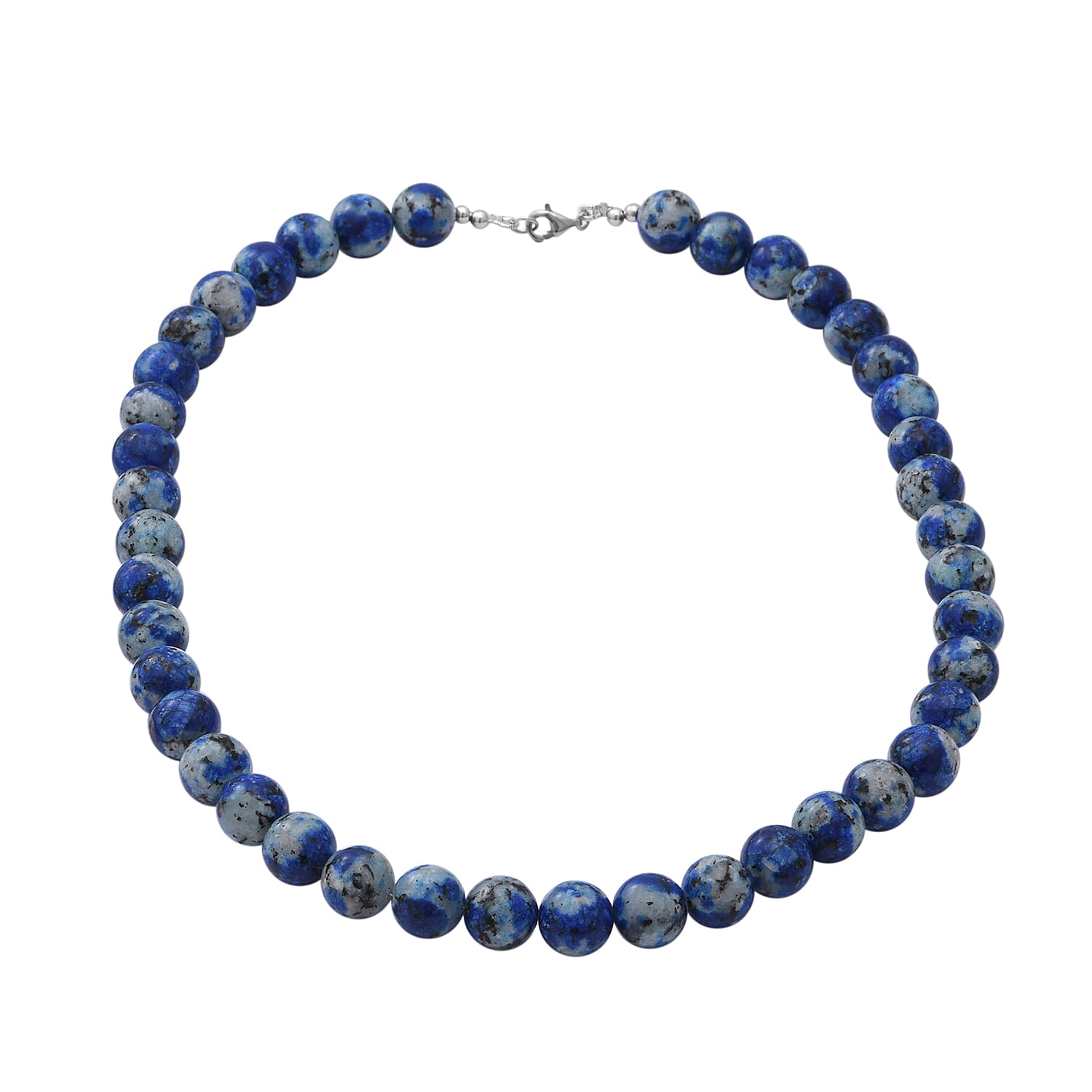Blue Variscite Beads Necklace (Size 18) in Sterling Silver 304.00 Ct.