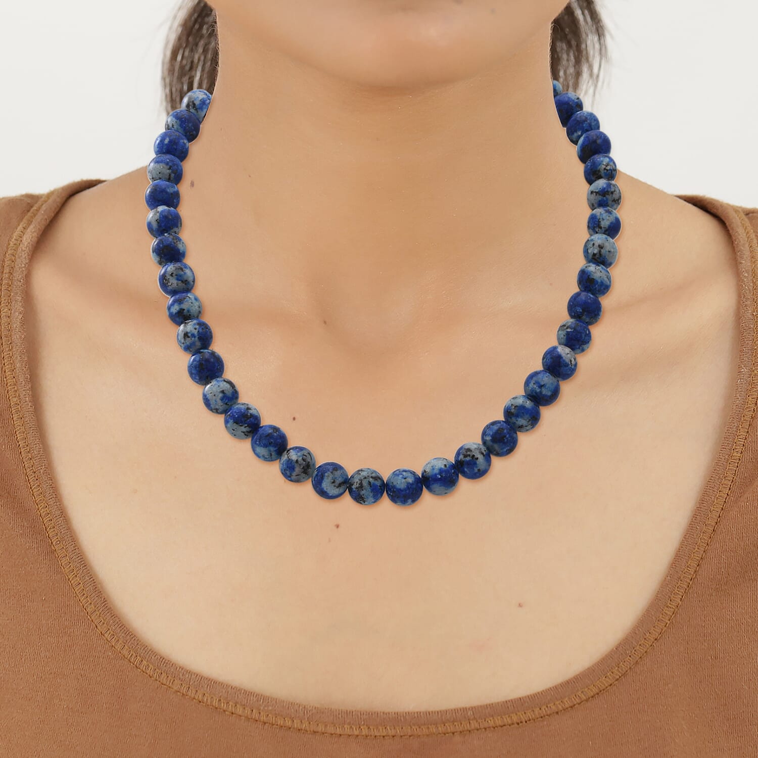 Blue Variscite Beads Necklace (Size 18) in Sterling Silver 304.00 Ct.