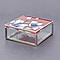 Hand Painted Floral Square Glass Trinket Box (Size 10.5x10.5x4 Cm) - Red