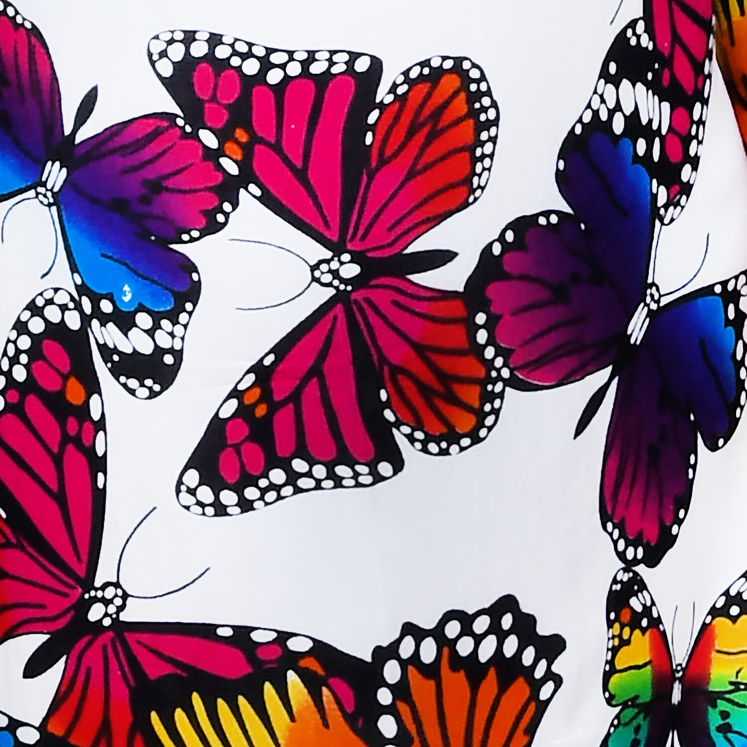 Butterfly Pattern Sarong (Size-160x105Cm) - White, Red and Pink