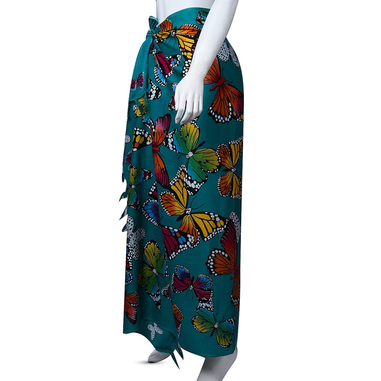 Women Butterfly Pattern Sarong (Size-160x105Cm) - Teal