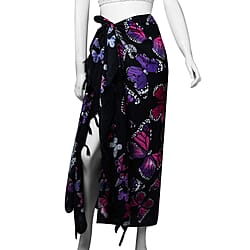 Bali Collection Rayon Women Butterfly Pattern Sarong - Black Blue and White