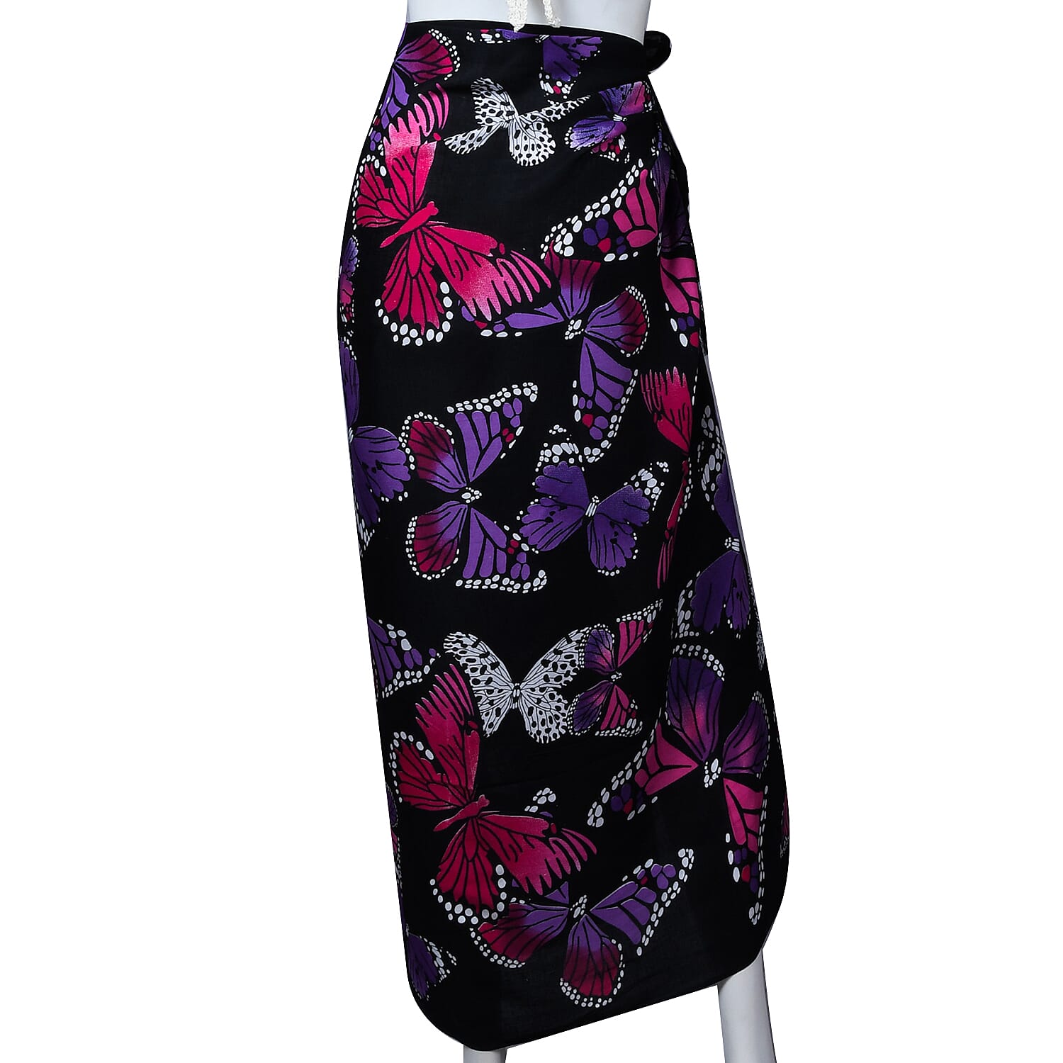 Women Butterfly Pattern Sarong (Size-160x105Cm) - Black and Multi