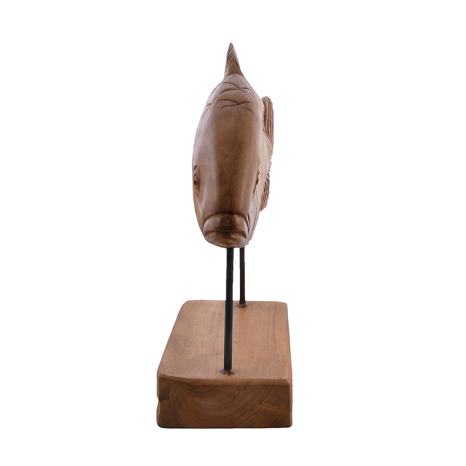 Bali Collection Wooden Handcrafted Teak Wood Fish with Stand (Size-60x35x48Cm)