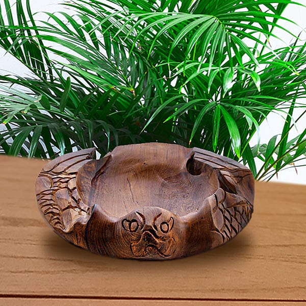Bali Collection -  Handcrafted Teak Wood Bowl Turtle with Curved (Size-30x30x15Cm)