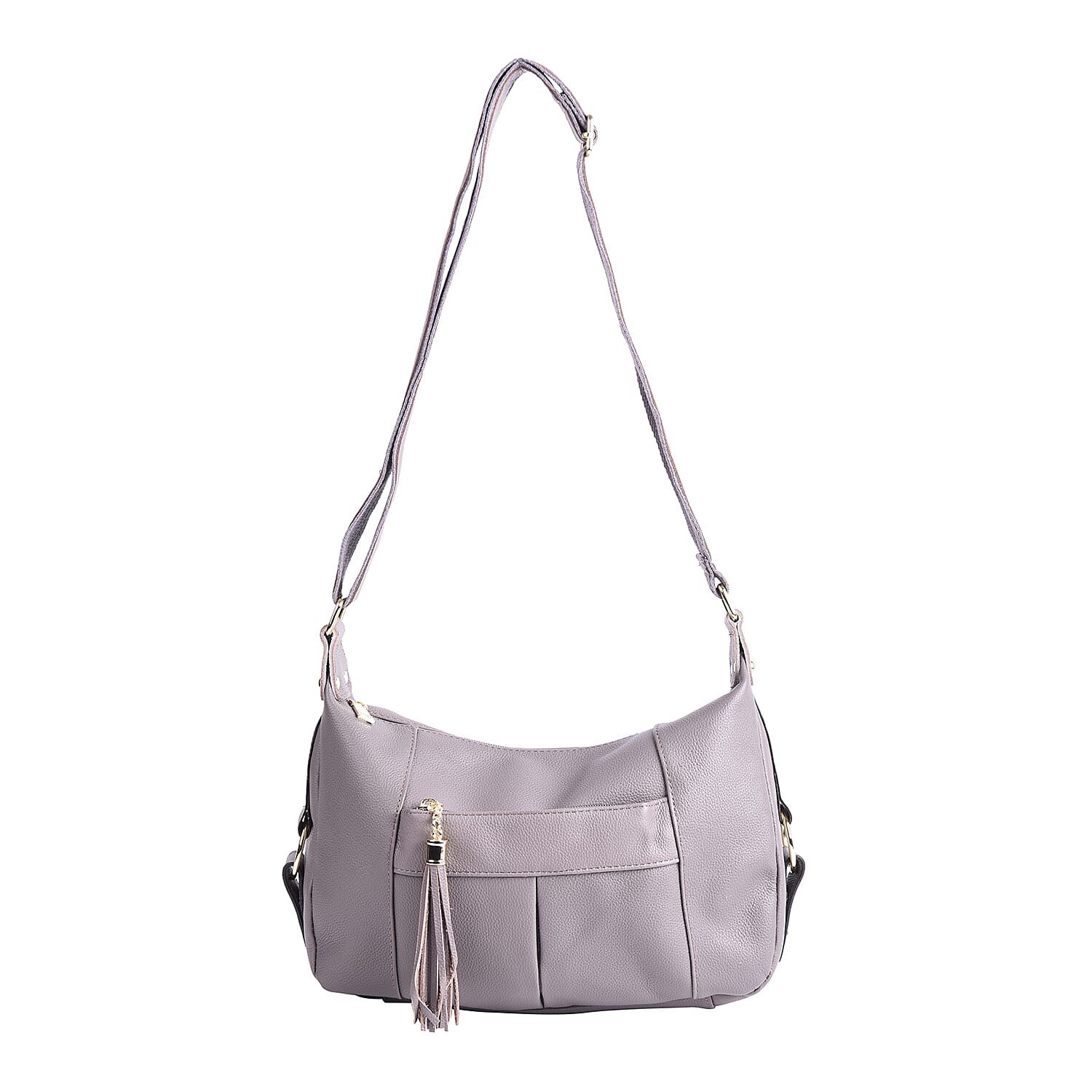 SENCILLEZ Genuine Leather Womens Crossbody Bag with Shoulder Strap - Grey