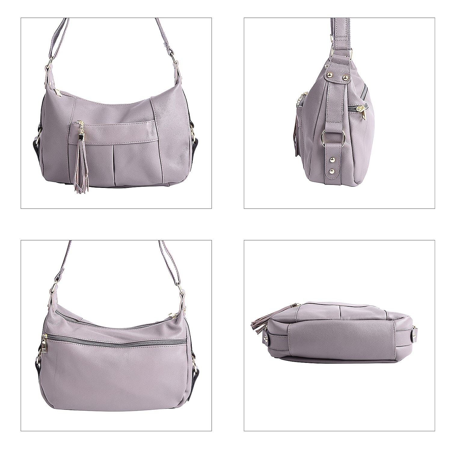 SENCILLEZ Genuine Leather Womens Crossbody Bag with Shoulder Strap - Grey