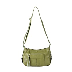 SENCILLEZ Genuine Leather Womens Crossbody Bag with Shoulder Strap - Grey