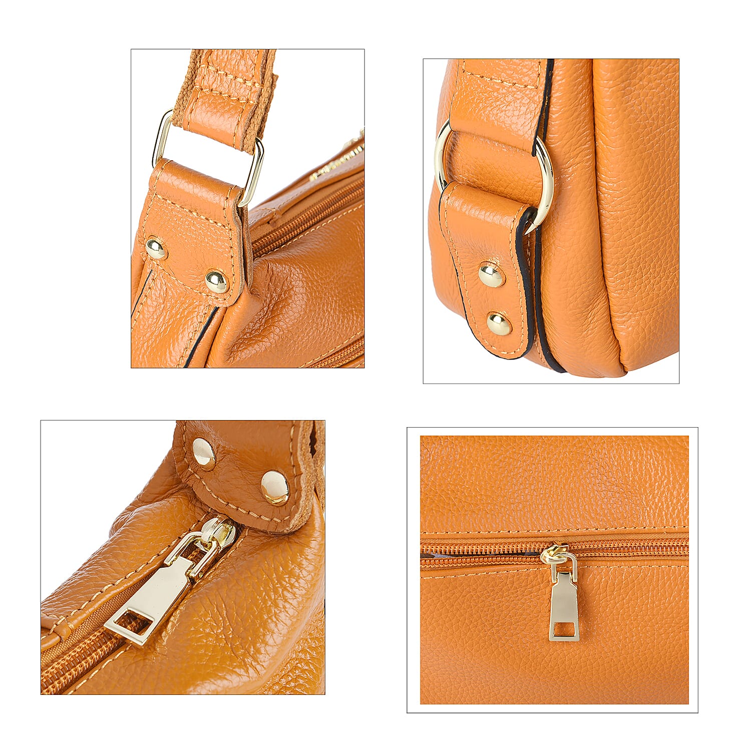SENCILLEZ Genuine Leather Womens Crossbody Bag with Shouler Strap (Size 29x10x21 Cm) - Mustard