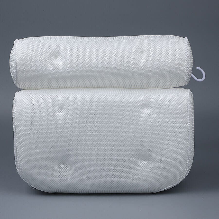 Comfy Breathable 3D Bath Pillow for Neck and Back Support with 6 Suction Cups (Size 35x32x8cm)