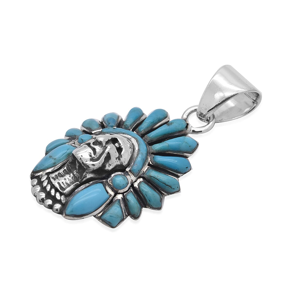 Santa Fe Collection - Turquoise Pendant in Sterling Silver, Silver wt. 5.90 Gms