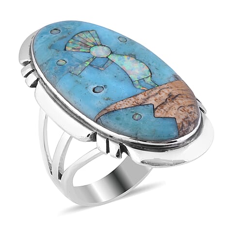 Santa Fe Collection - Multi Gemstone Ring in Sterling Silver 4.00 Ct, Silver Wt. 5.35