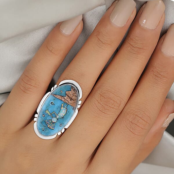 Santa Fe Collection - Multi Gemstone Ring in Sterling Silver 4.00 Ct, Silver Wt. 5.35