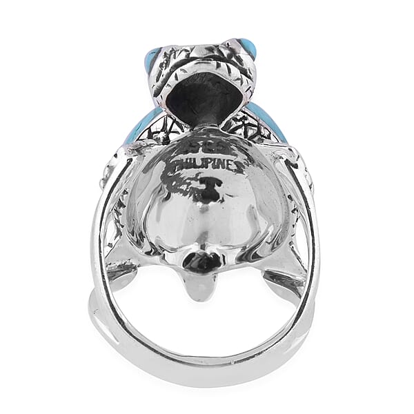 Santa Fe Collection - Multi Gemstones Turtle Ring in Sterling Silver 6.000 Ct.