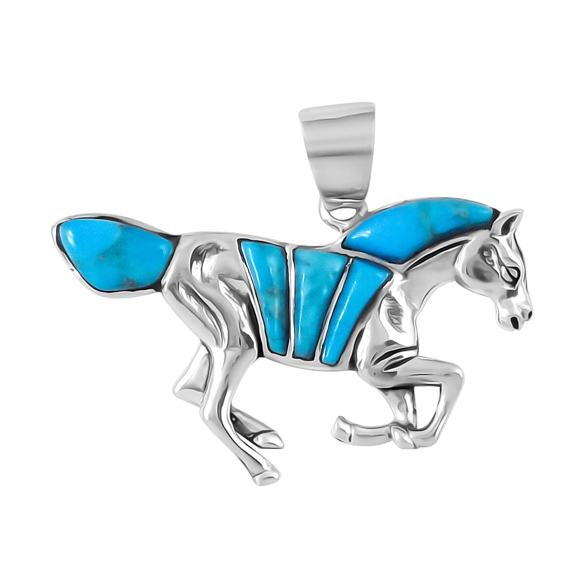 Santa Fe Collection - Turquoise Horse Pendant in Sterling Silver