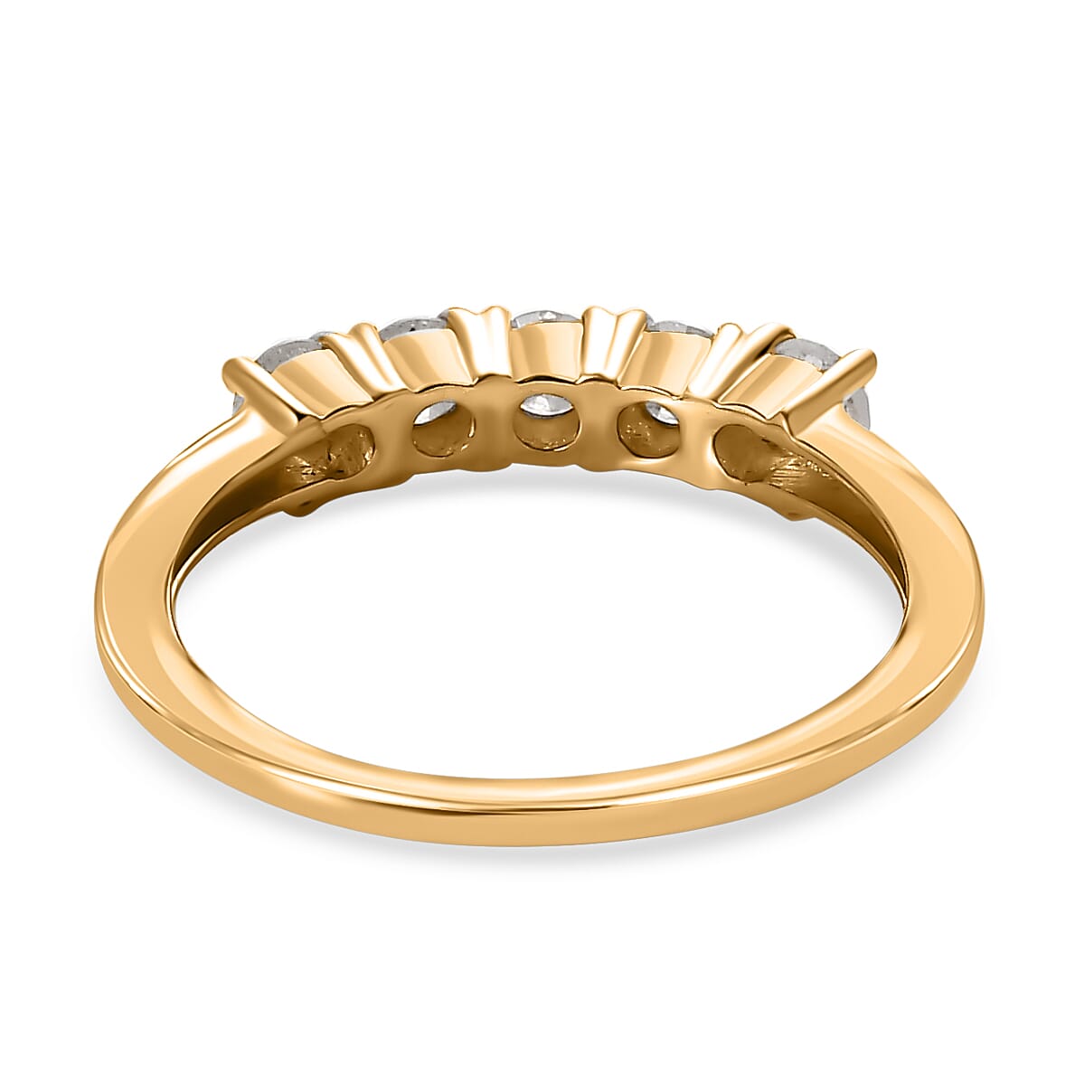 9K Yellow Gold SGL Certified (I3-G-H) Diamond Five Stone Ring 0.50 Ct.