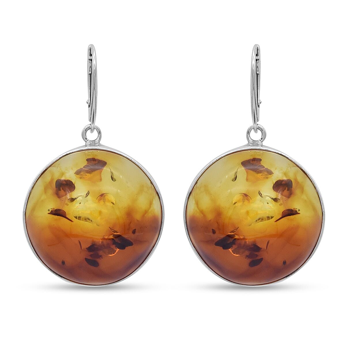 Natural Baltic Amber Lever Back Earrings, Silver wt 13.54 Gms