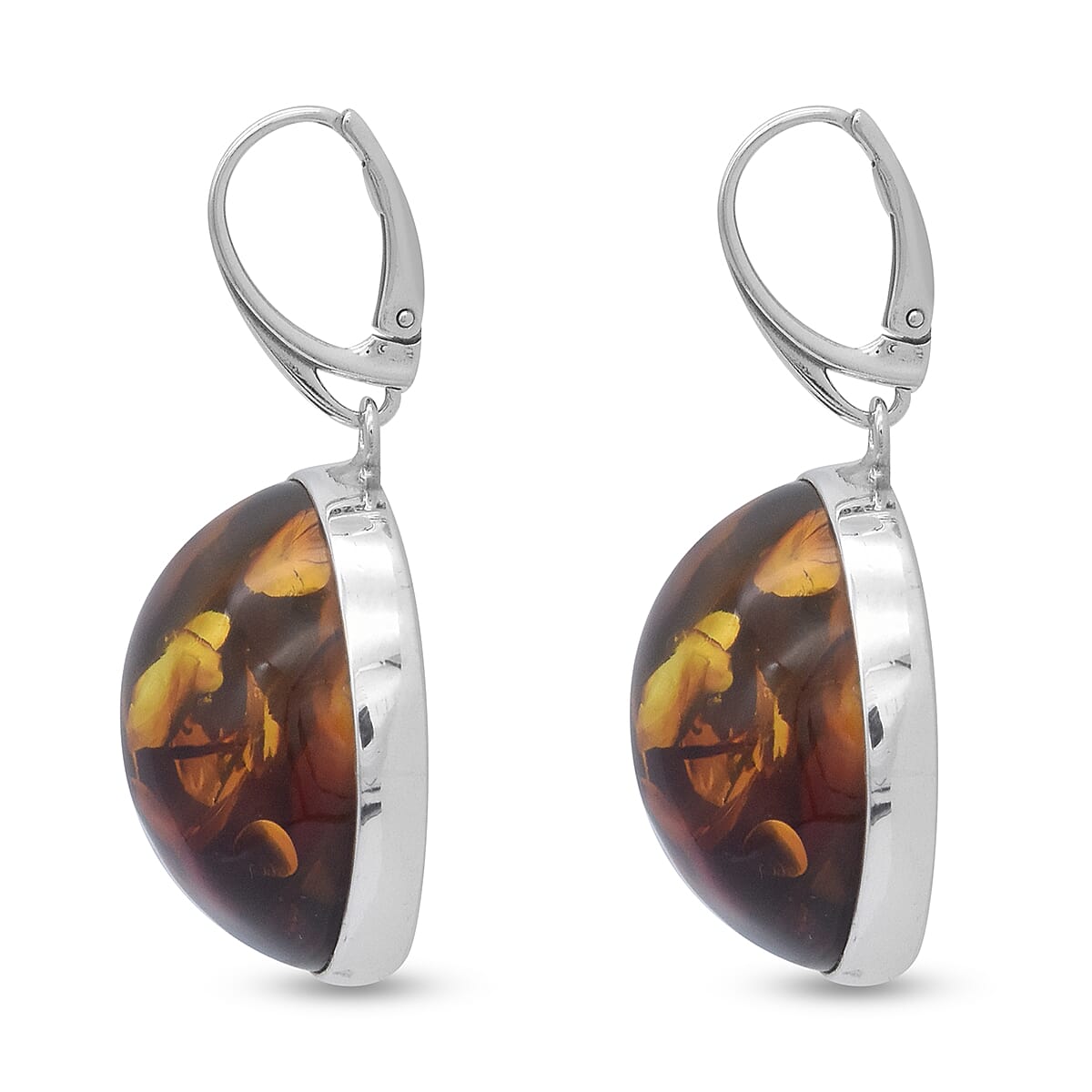 Natural Baltic Amber Lever Back Earrings, Silver wt 13.54 Gms