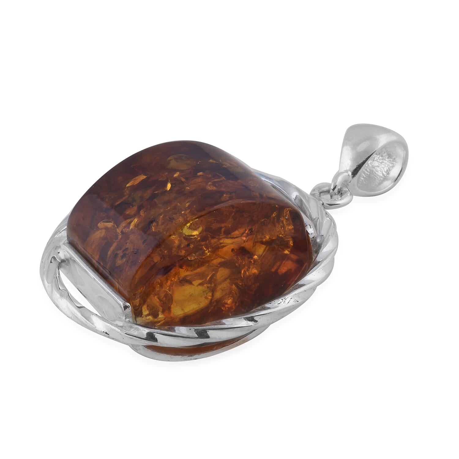 Natural Baltic Amber Pendant in Sterling Silver