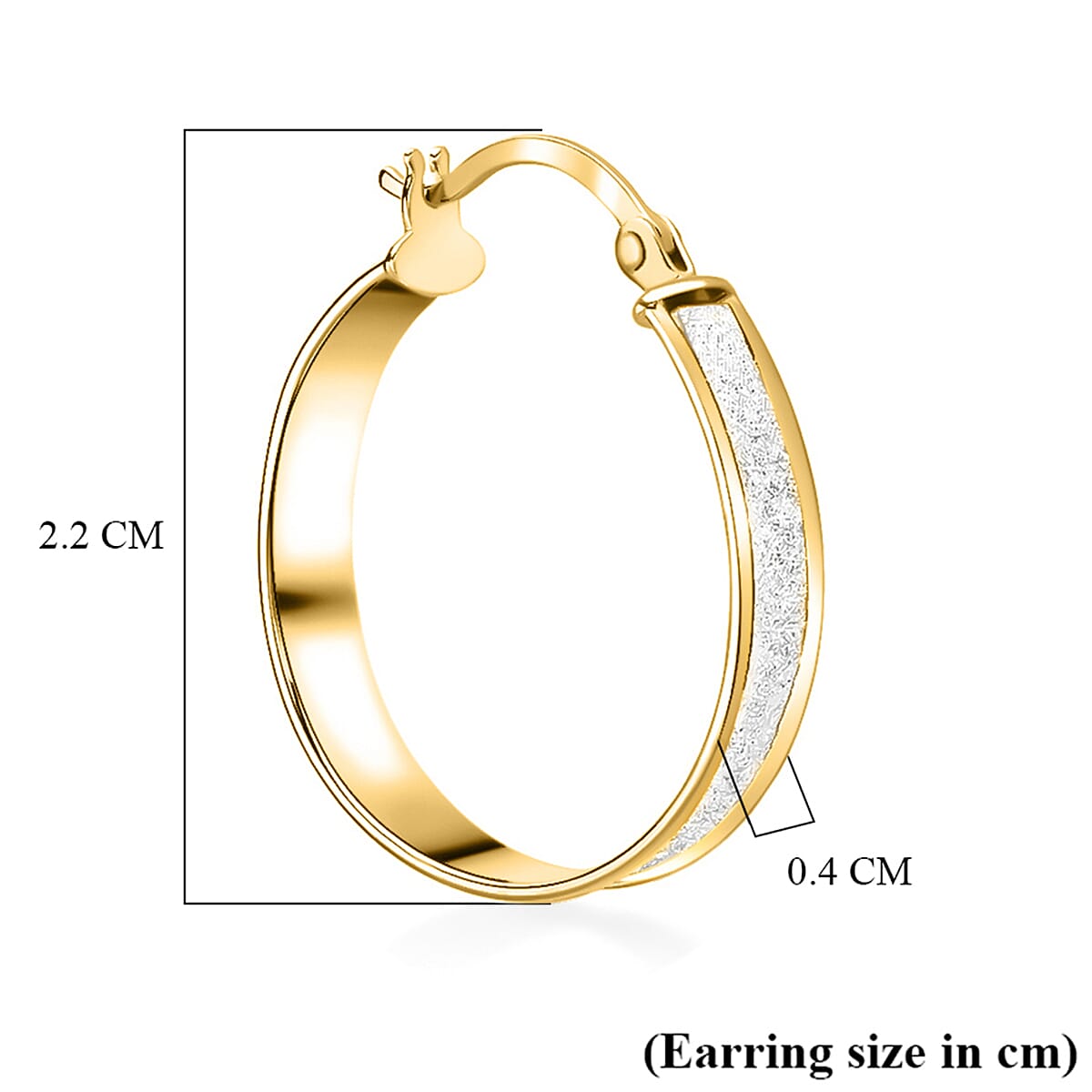 9K Yellow Gold 4MM Tube 22MM Stardust Round Hoop Creole Earrings 1.7 grams
