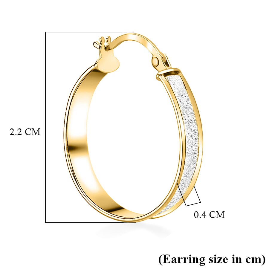 9K Yellow Gold 4MM Tube 22MM Stardust Round Hoop Creole Earrings 1.7 grams