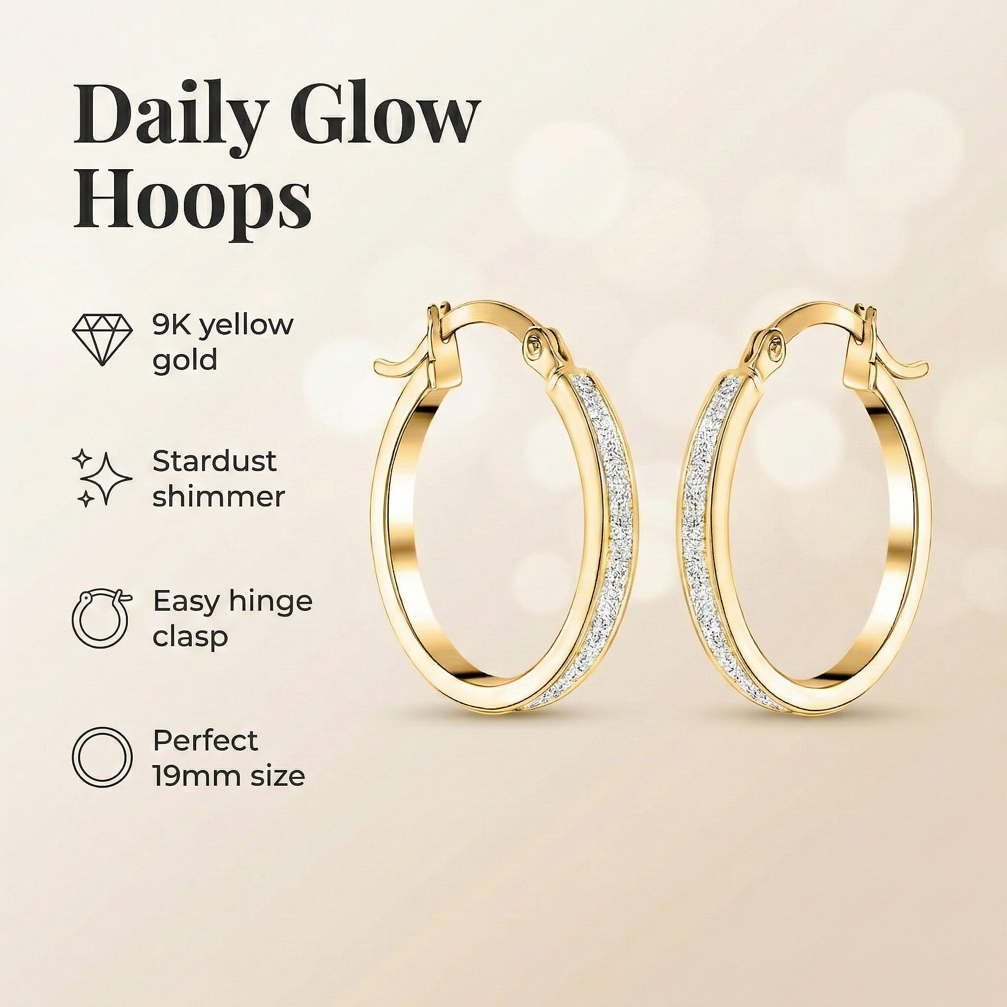 9K Yellow Gold  Earring,  Gold Wt. 1.5 Gms