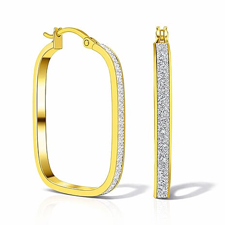 9K Yellow Gold 2.5MM X 30.5MM Stardust Rounded Rectangle Earrings 2.1 grams