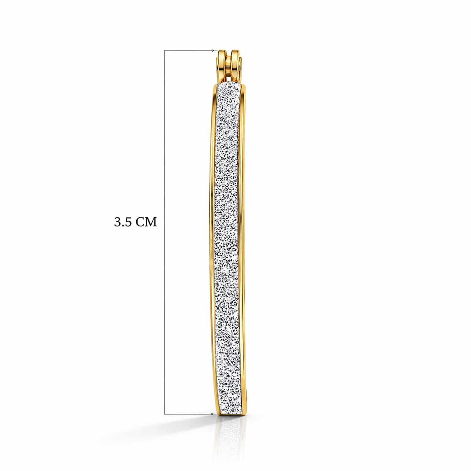 9K Yellow Gold 2.5MM X 30.5MM Stardust Rounded Rectangle Earrings 2.1 grams
