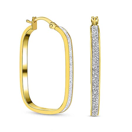 9K Yellow Gold 2.5MM X 30.5MM Stardust Rounded Rectangle Earrings 2.1 grams