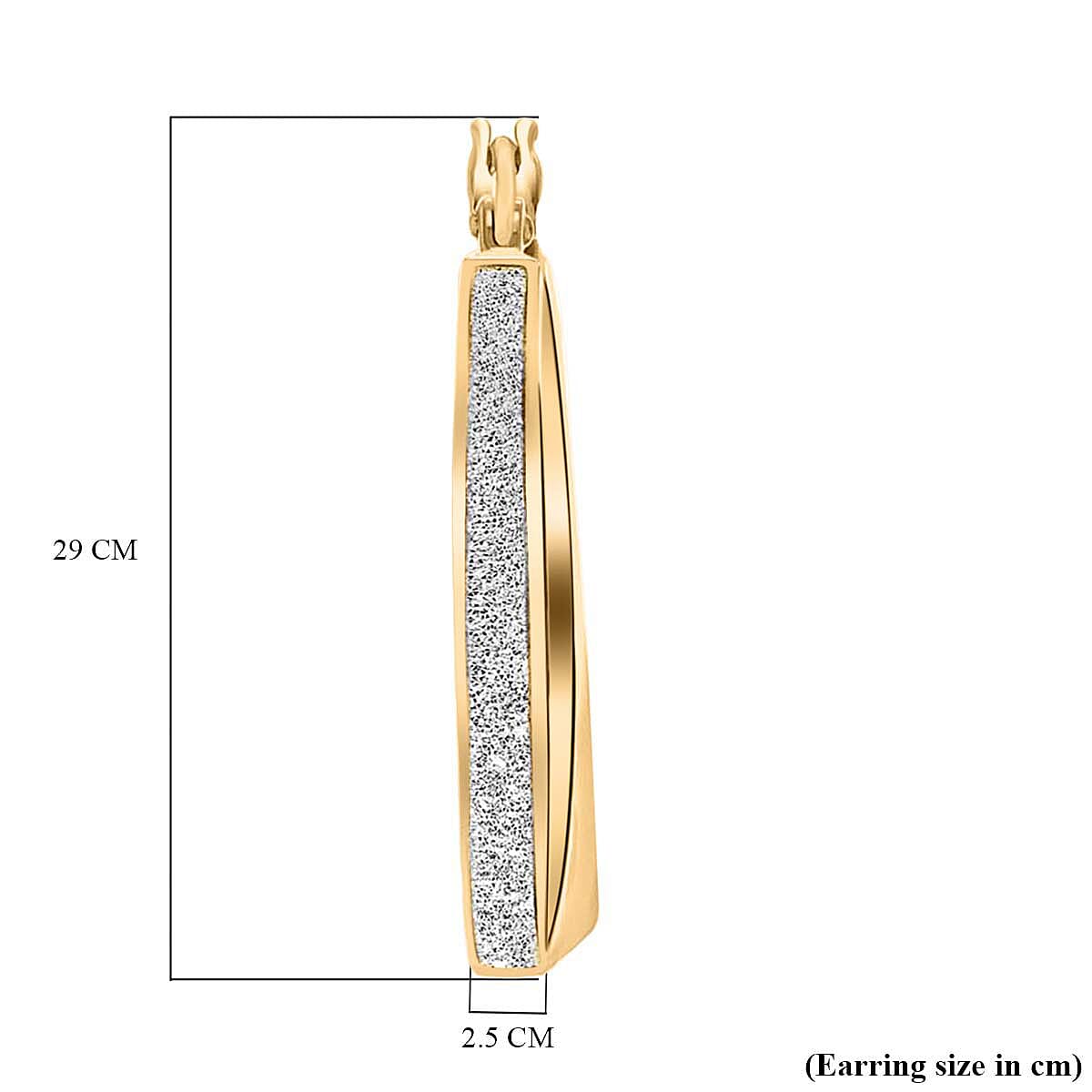 9K Yellow Gold 2.5MM X 29MM Stardust Rounded Triangle Earrings 2.3 grams