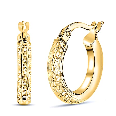 9K Yellow Gold 2.5MM Tube 15MM Diamond Hoop Cut Creole Earrings 1 grams 9K Yellow Gold 2.5MM Tube 15MM Diamond Hoop Cut Creole Earrings 1 grams
