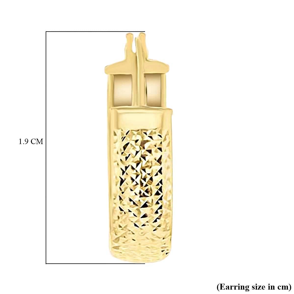 9K Yellow Gold 19MM Diamond Cut Double Hoop Creole Earrings 1.8 grams