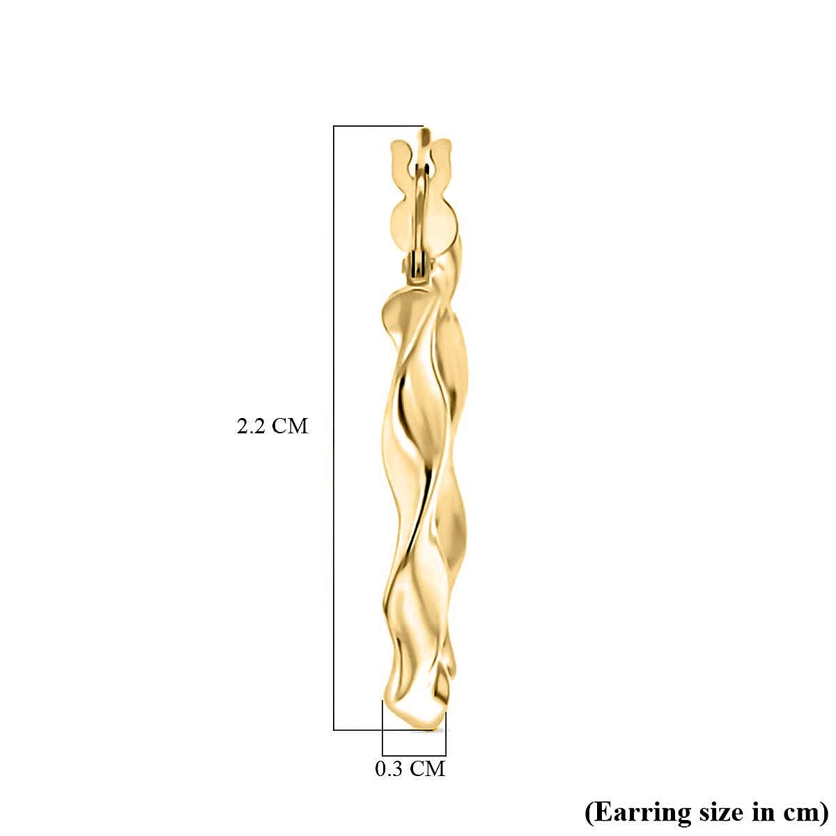 9K Yellow Gold 3MM Twist Tube 22.5MM Round Hoop Creole Earrings 1.4 grams