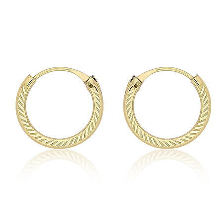 9k Yellow Gold Diamond Cut Sleeper  Earrings