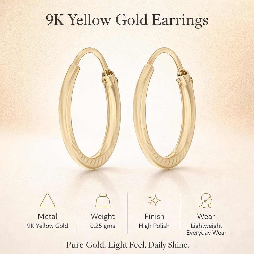 9K Yellow Gold  Earring,  Gold Wt. 0.25 Gms